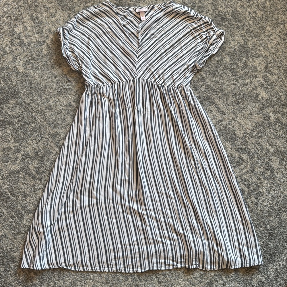 Isabel Maternity by Ingrid & Isabel Stripe Cuffed Short Sleeve Shirt Dress